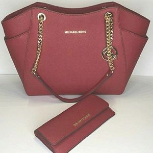 Michael Kors Set Travel Shoulder Tote With Wallet